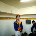 Jordan Duchene net nadat hij de grote steeple race had gewonnen. 