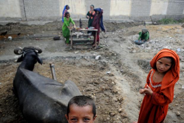 Vluchtelingenkamp in Sindh.